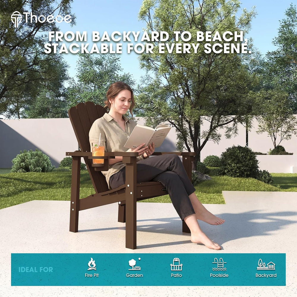 THOEOE Stackable Adirondack Chair Set of 2, HDPE All-Weather Fire Pit Chair