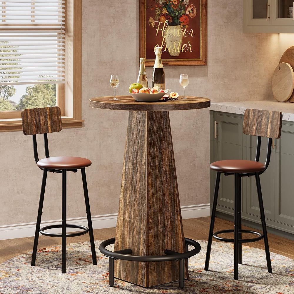 Tribesigns Bistro Pub Table, 37.4" High Round Bar Table for Small Bars, ...