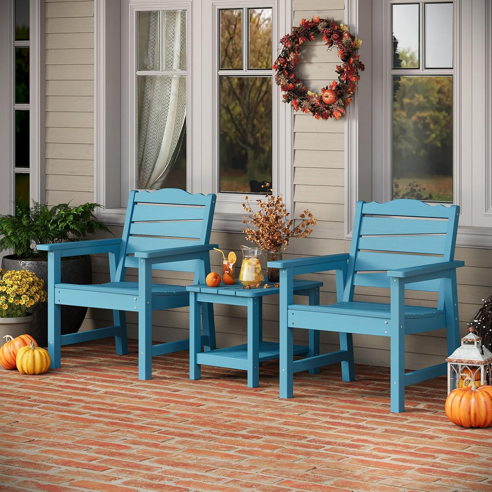 Patio Chairs Set, 3 Pieces Weatherproof HIPS Outdoor Furniture, Patio Chairs ...