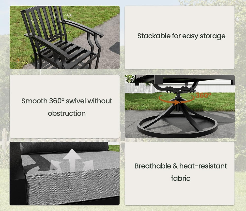 7 Pieces Outdoor Patio Dining Set,Patio Table and Chairs Metal Outdoor Patio ...