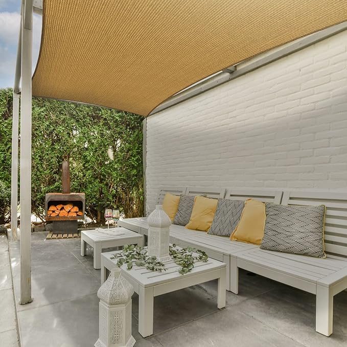 AsterOutdoor Sun Shade Sail Rectangle 8' x 12' UV Block Canopy for Pa...