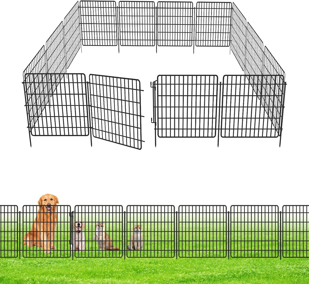 10 Panels Garden Fencing Animal Barrier with Lock, 24 in(H) X 20 Ft(L) Dog Fe...