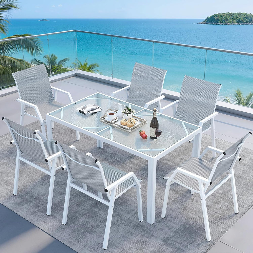 Jocoevol Outdoor Dining Set for 6 Patio Patio Table and Chairs Set 7 Piece