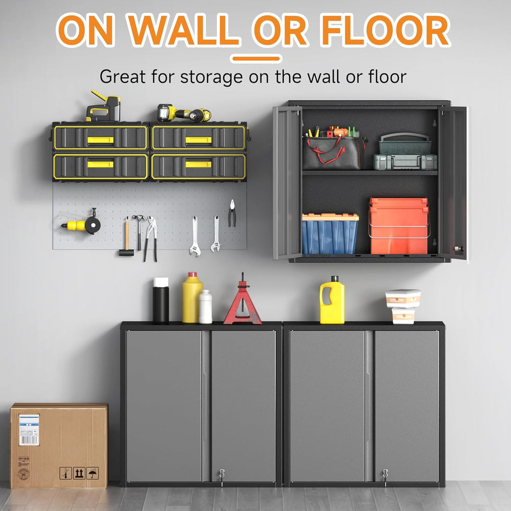 Metal Garage Wall Cabinet with 2 Doors and 1 Adjustable Shelf,Lockable Floati...