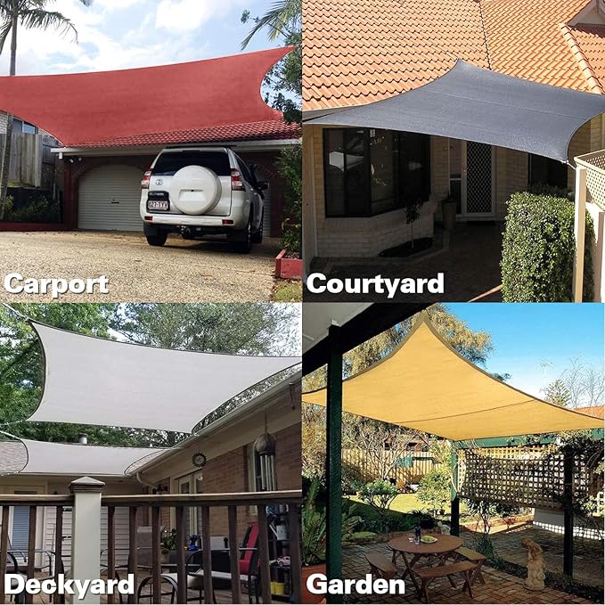 KANAGAWA Sun Shade Sail 20'x20' Sand Rectangle UV Block Canopy Awning...