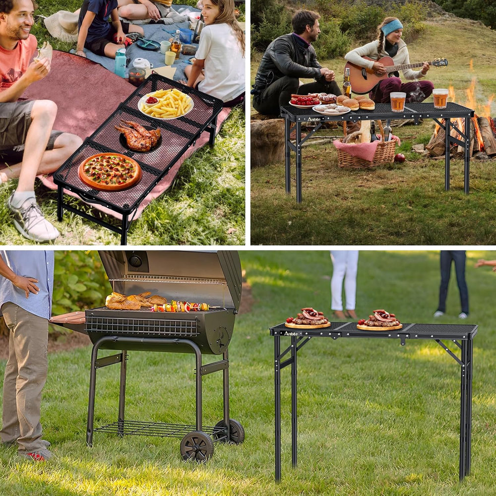 Anbte 3 ft Folding Grill Table, Aluminum Camping Table 3 Heights Max 27.5"