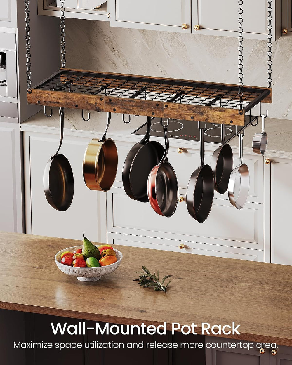 CHOEZON Hanging Pot Rack, Ceiling Wall Mounted Pot Rack for Kitchen, Industri...