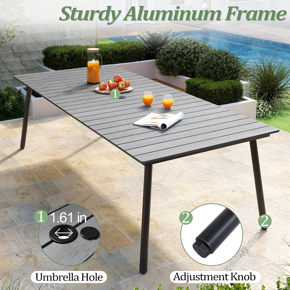 95" Patio Outdoor Dining Table for 8-10, Weather-Resistant Aluminum Fram...