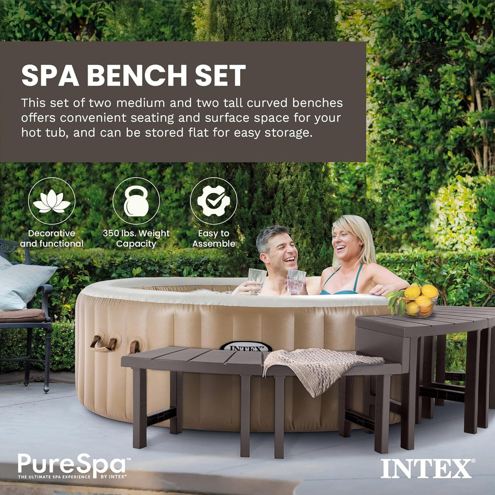 Intex PureSpa Bench Set for 4 Person Round Hot Tub Spas with 77in Diameter