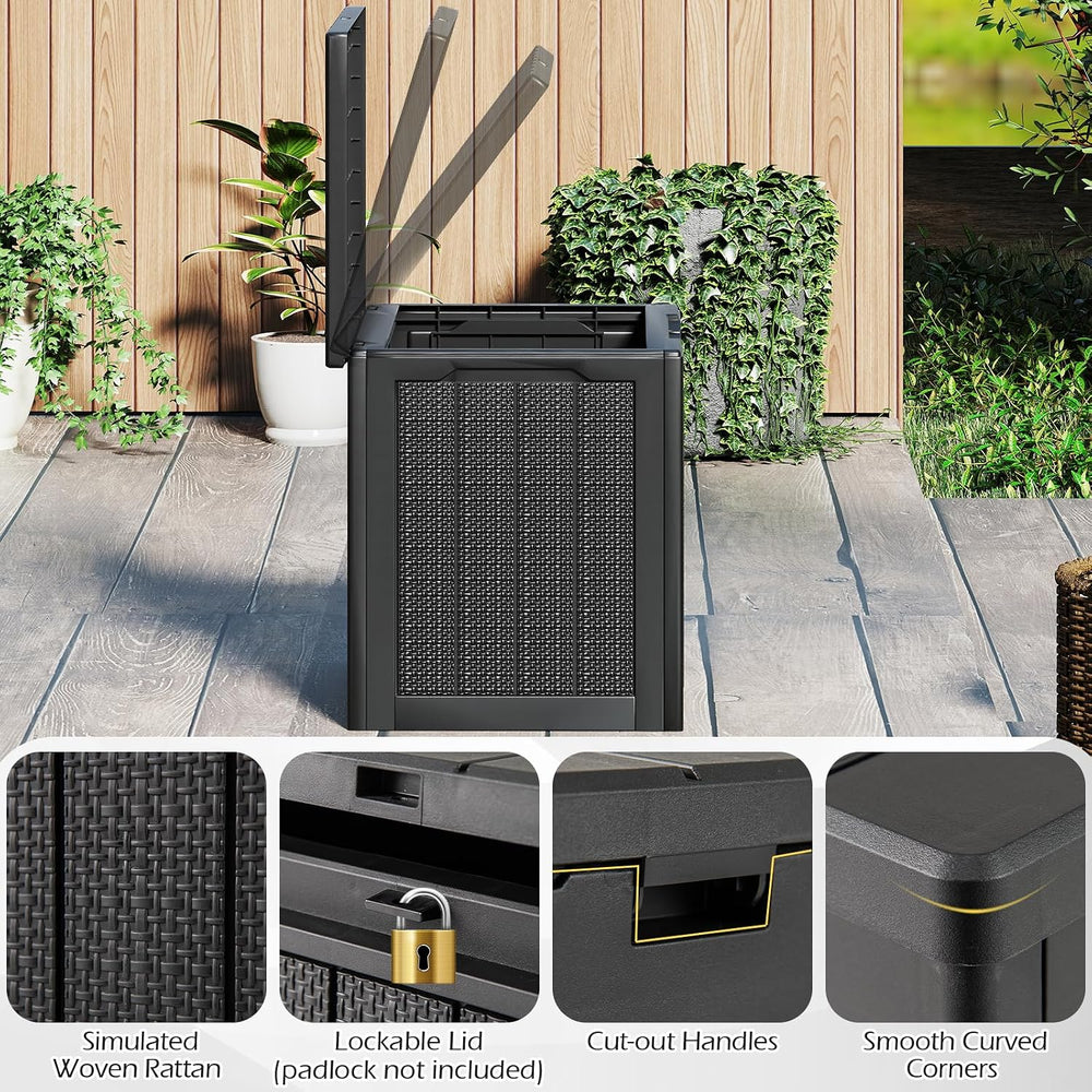 GIANTEX 25 Gallon Outdoor Storage Box, Patio Deck Box with Lockable Lid, Wick...