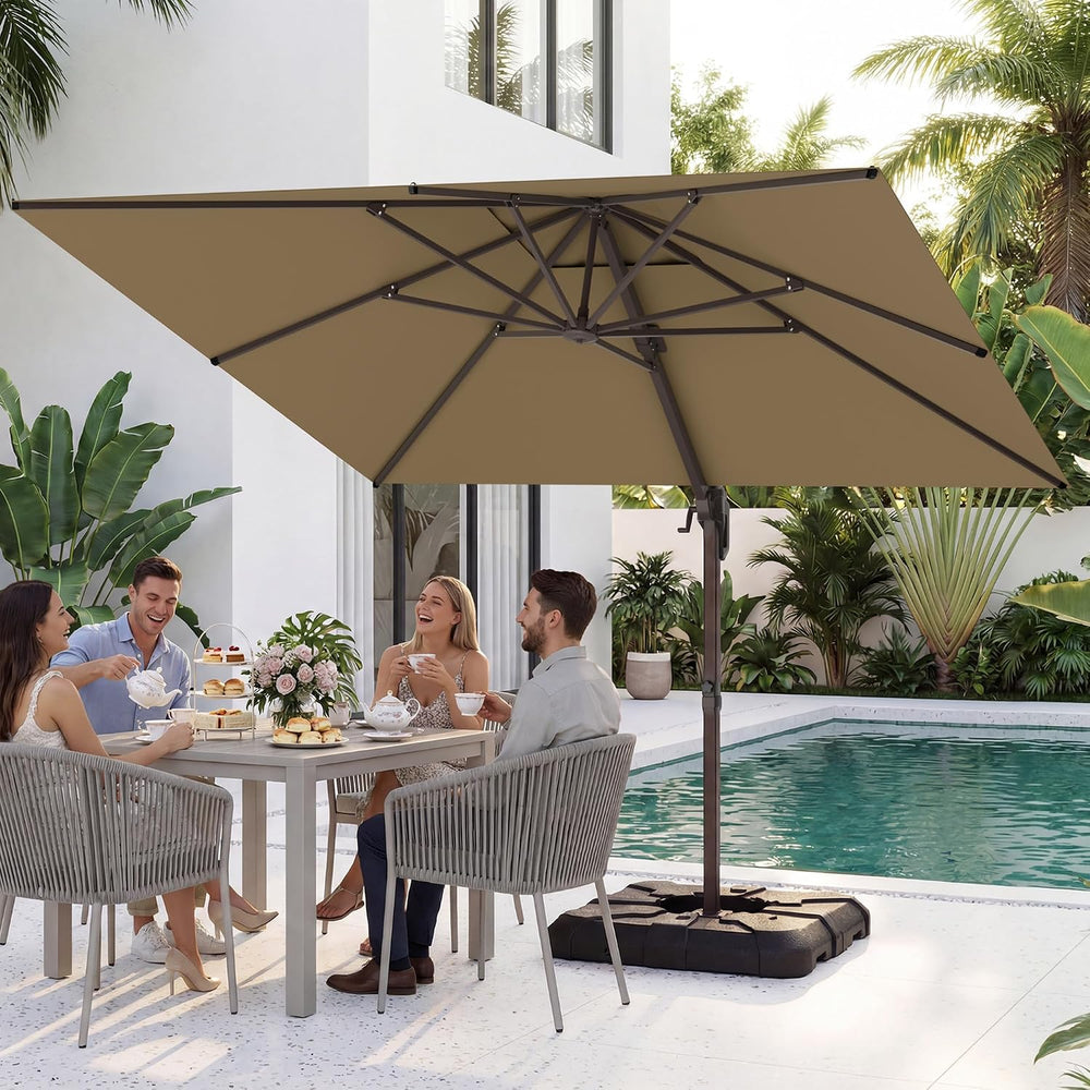 10x10' Patio Cantilever Umbrella for Outdoor, Tan