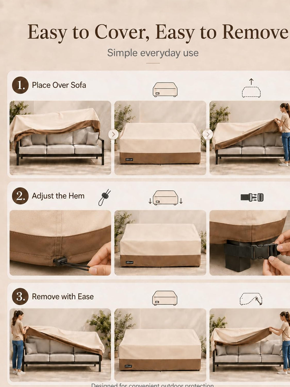ANartcle 3-Seater Patio Sofa Cover,79W x 37D x 35H Inches Outdoor Couch Cover...
