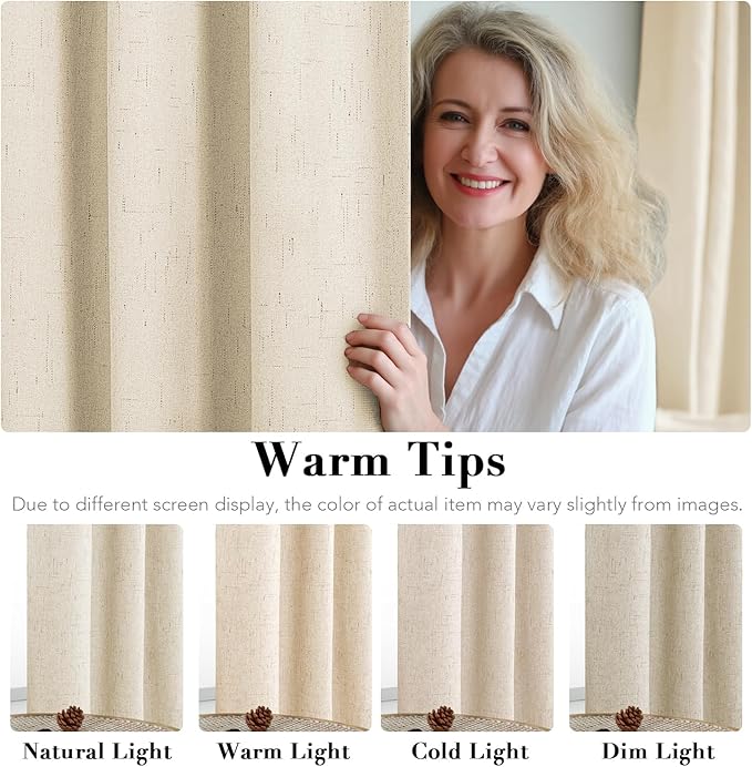 H.VERSAILTEX 100% Blackout Curtains for Bedroom Thermal Insulated Linen Textu...