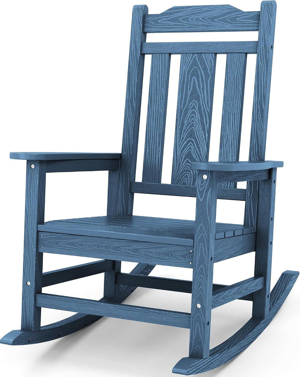 SERWALL HDPE Oversized Outdoor Rocking Chair, Patio Rocking Chair, Blue