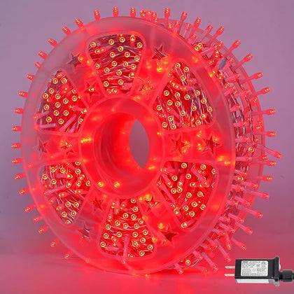 YEGUO 165ft 500 LED Halloween Lights Outdoor Waterproof, Red String Lights Indoor Plug in, 8 Modes Clear Wire for Halloween Holiday Home Tree Garden Patio Decor