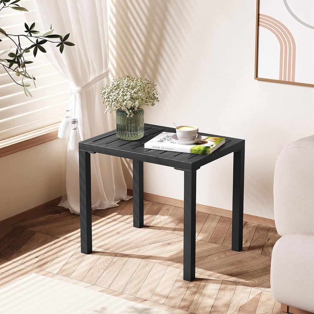 Crestlive Products Outdoor Side Table Set of 2, Aluminum Rectangular Side/End...