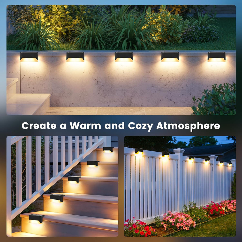 SOLPEX Solar Deck Lights Outdoor,Fence Lights Waterproof,16 Pack Warm White