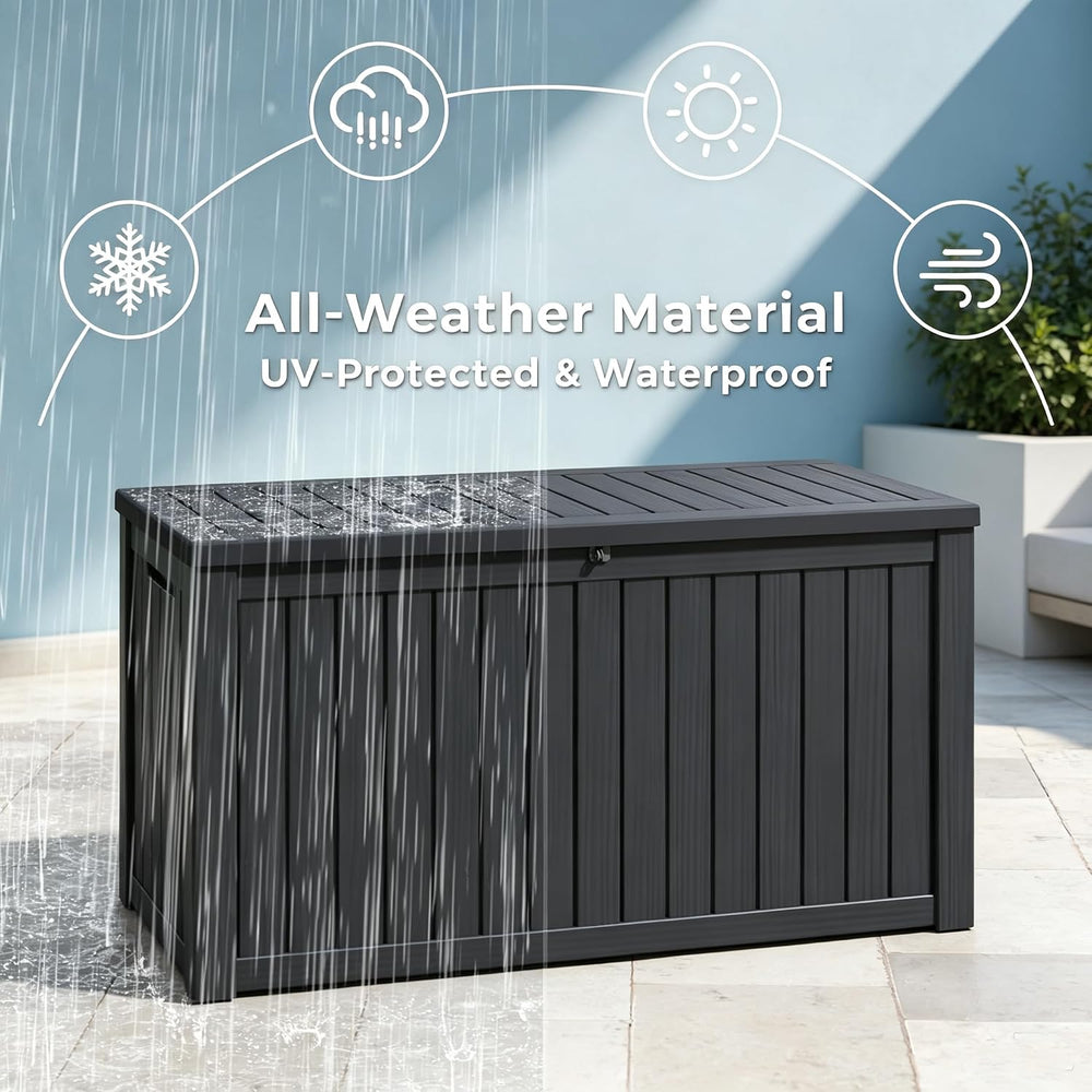 Resin Outdoor Deck Storage Box Waterproof (Black, 180 Gallon)