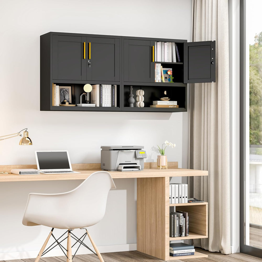 GAIOUS Metal Garage Wall Cabinet with Lock, Wall Mounted Steel Tool Cabinet