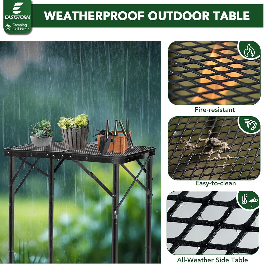 Folding Grill Table for Outside, 3 Height Adjustable,Small Camping Table with...