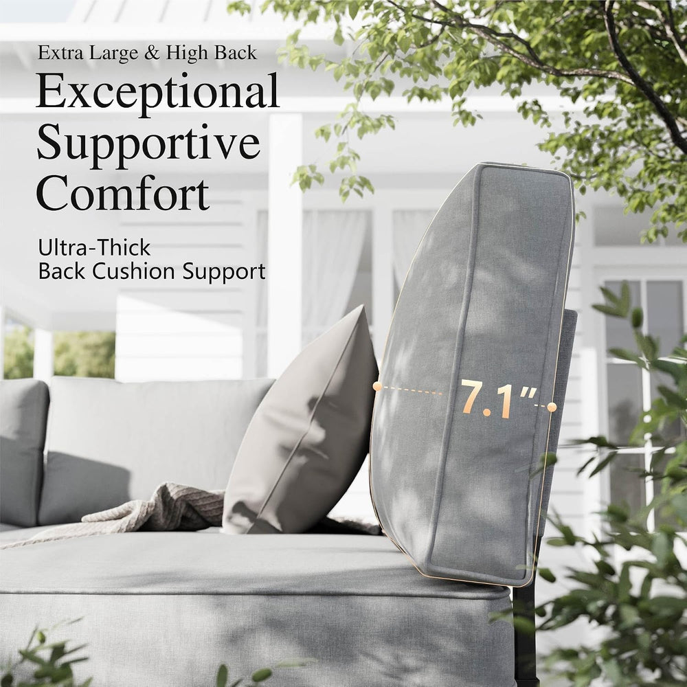 Sophia & William 10-Seat Metal Patio Sofa Sectional Set with Gray Cushions