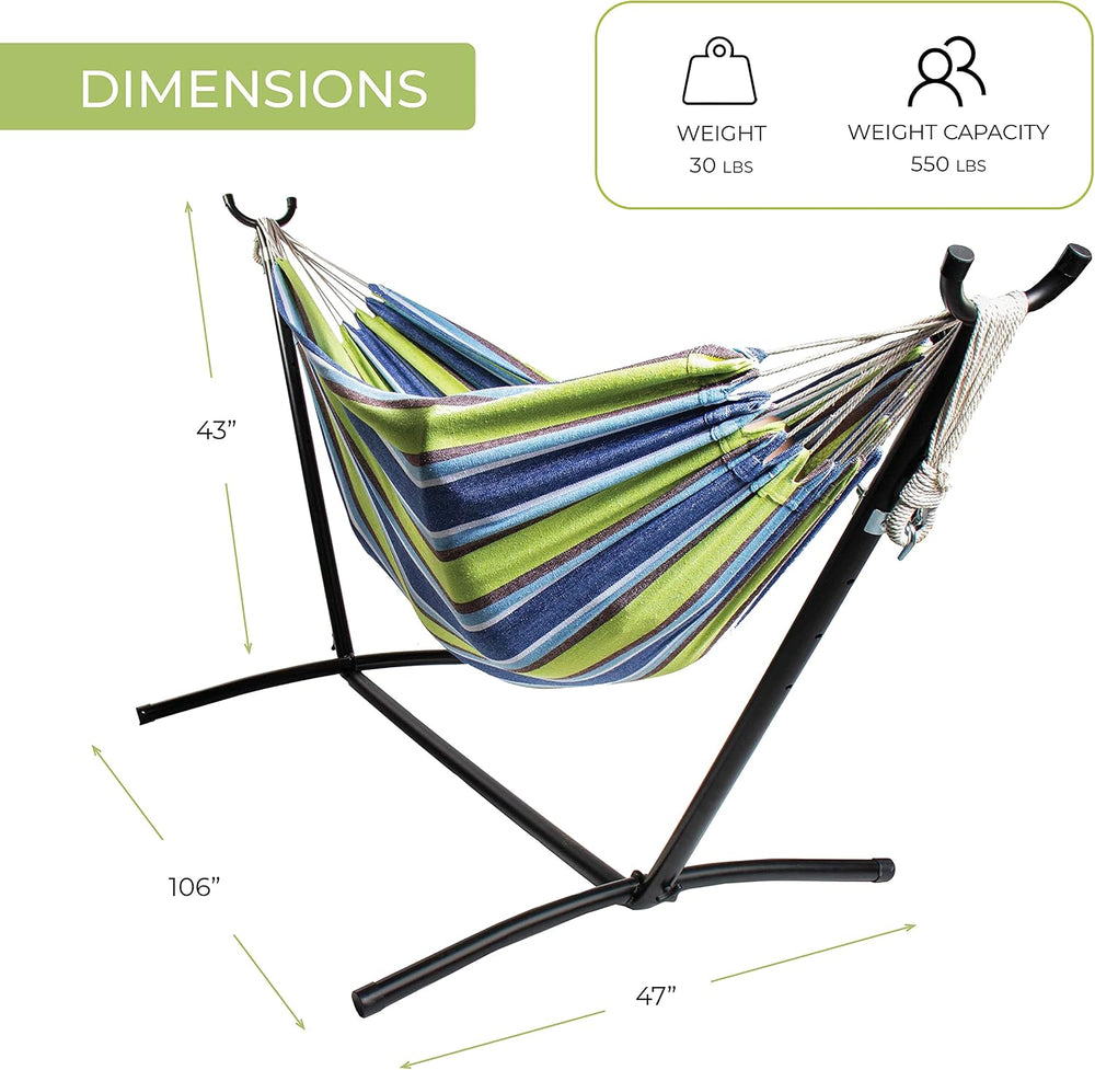 Backyard Expressions Double Camping Hammock with Steel Stand & Carrying B...