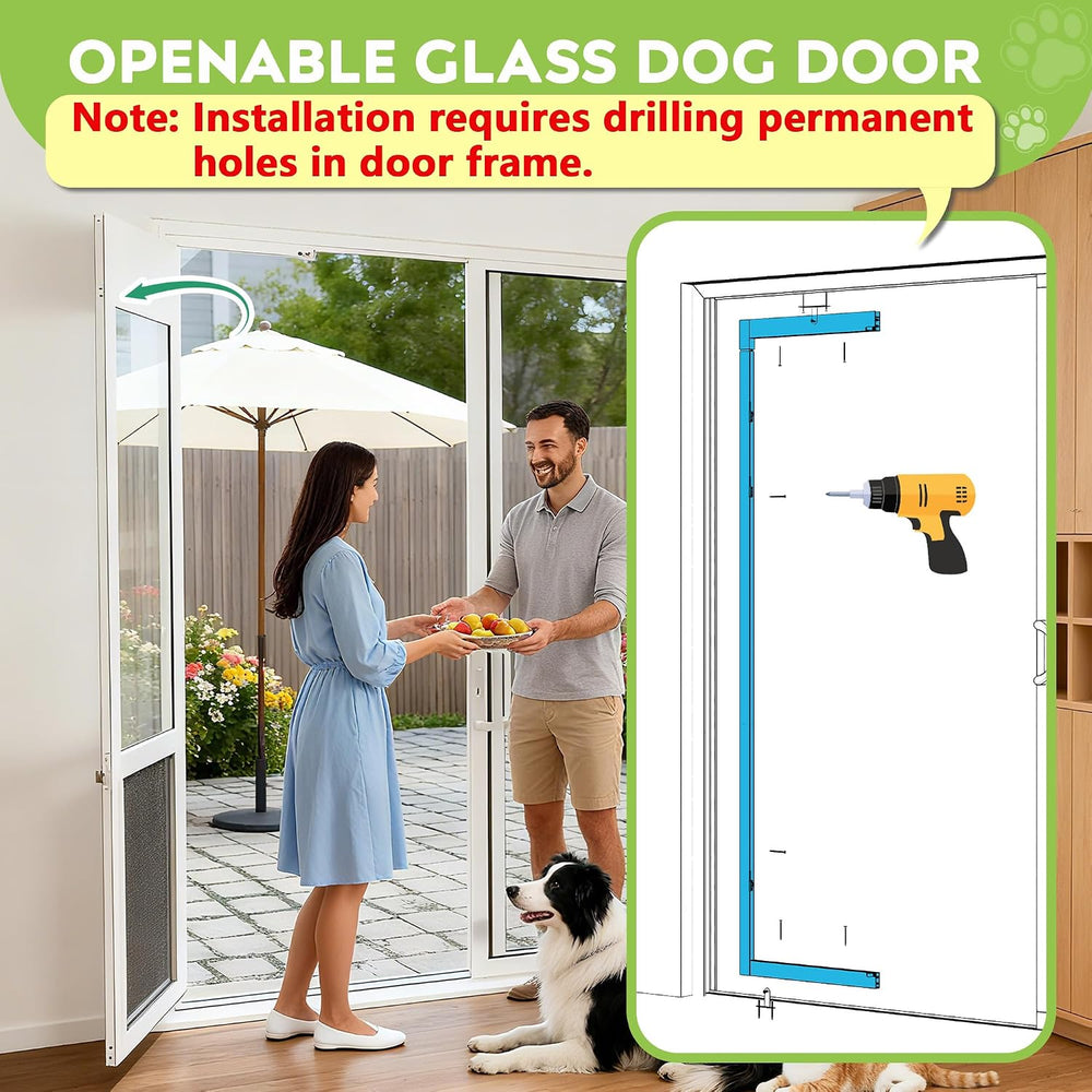 3 Flap XLarge Dog Door for Sliding Glass Door, Openable Pet Door for Sliding ...