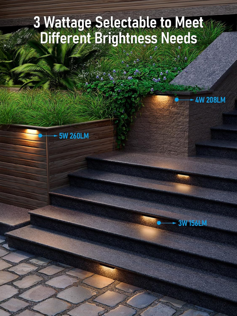 LEONLITE 8-Pack 7 Inch LED Hardscape Lighting, 3W/4W/5W, 2700K Soft White