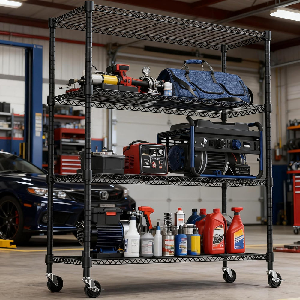 M MZG 1400LBS 47.2" W 4 Tiers Storage Shelves Metal Shelving Unit with W...