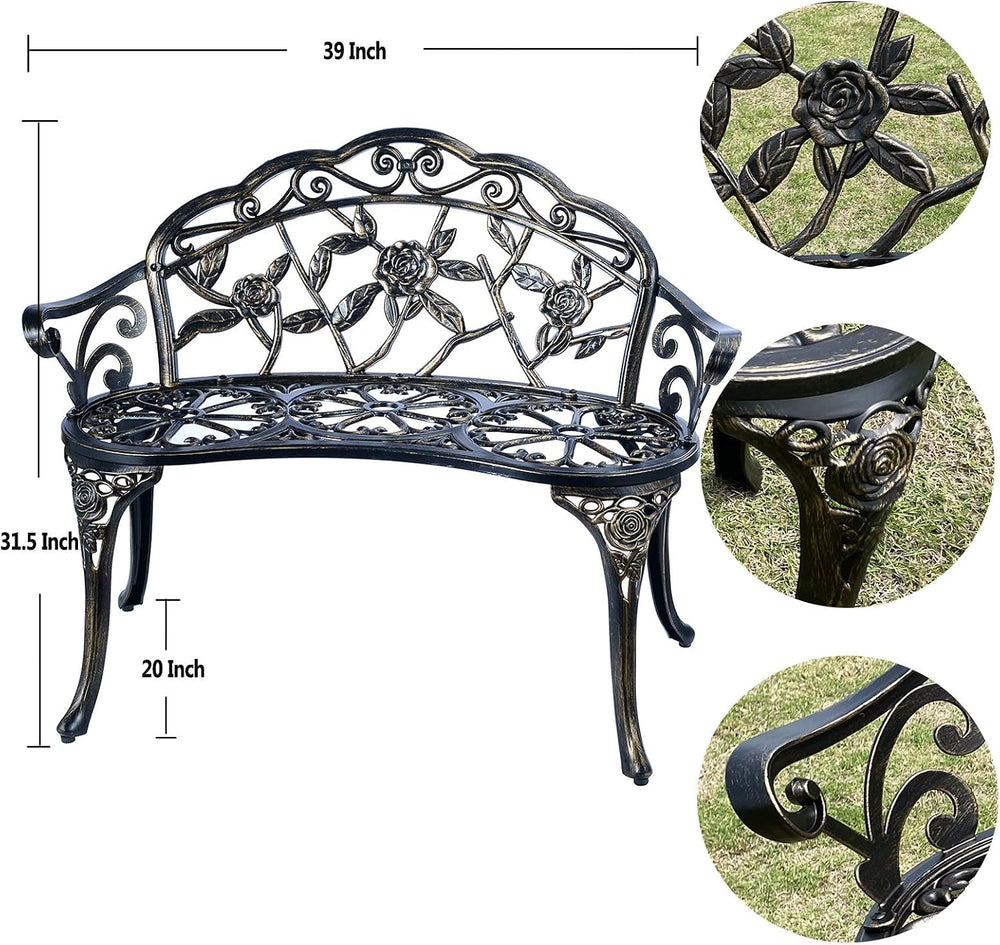 U/D Outdoor Bench Park Garden Bench ，All Chair Anti Rust Cast Aluminum Patio ...