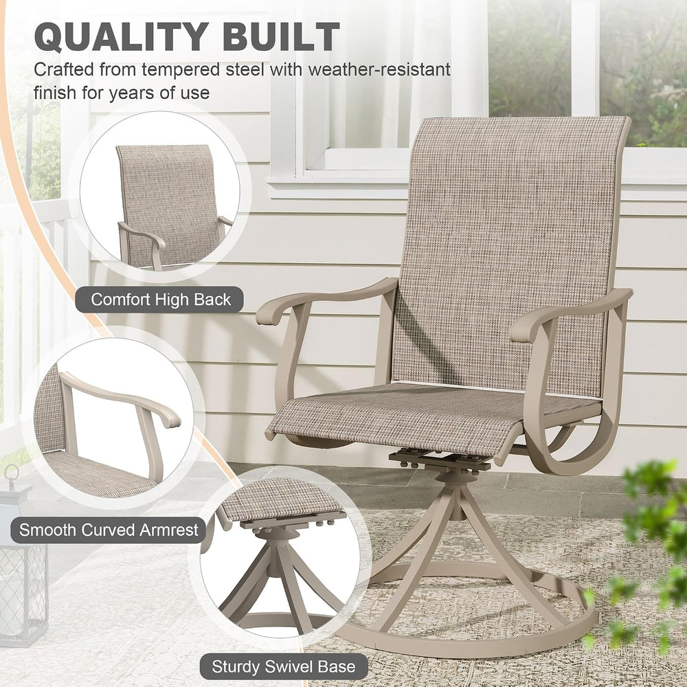 VICLLAX 7 Pieces Patio Furniture Dining Set, 6 Textile Swivel Dining Chairs, ...