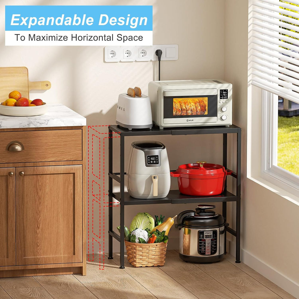 2-Tier Expandable Metal Storage Shelves, 150LBS Heavy Duty Shelving Units and...