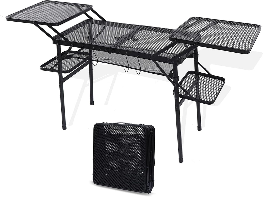Nice C Camping Metal Table, Compact Outdoor Folding Tailgate Grill Table