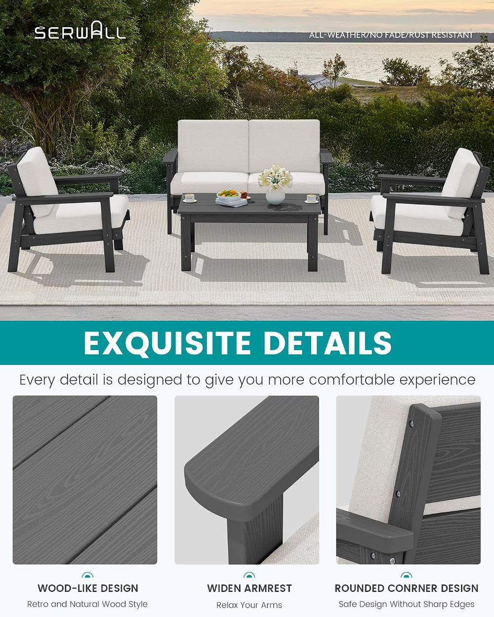 SERWALL HDPE Outdoor Sofa Set of 2