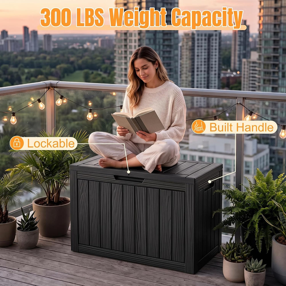 Outdoor Storage Box,60 Gallon Waterproof Resin Patio Deck Box