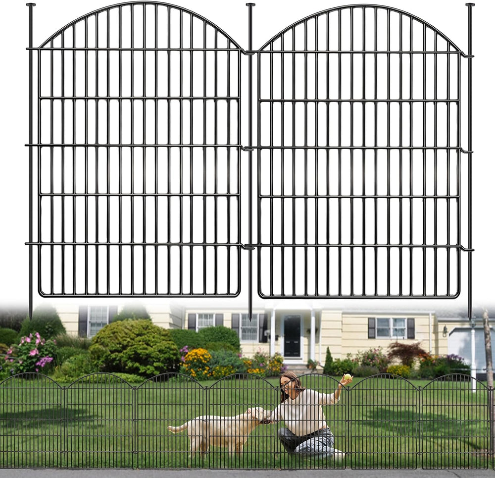 10 Panels Decorative Garden Fence, 40in (H) X 24ft (L) No Dig Dog Fences Outd...