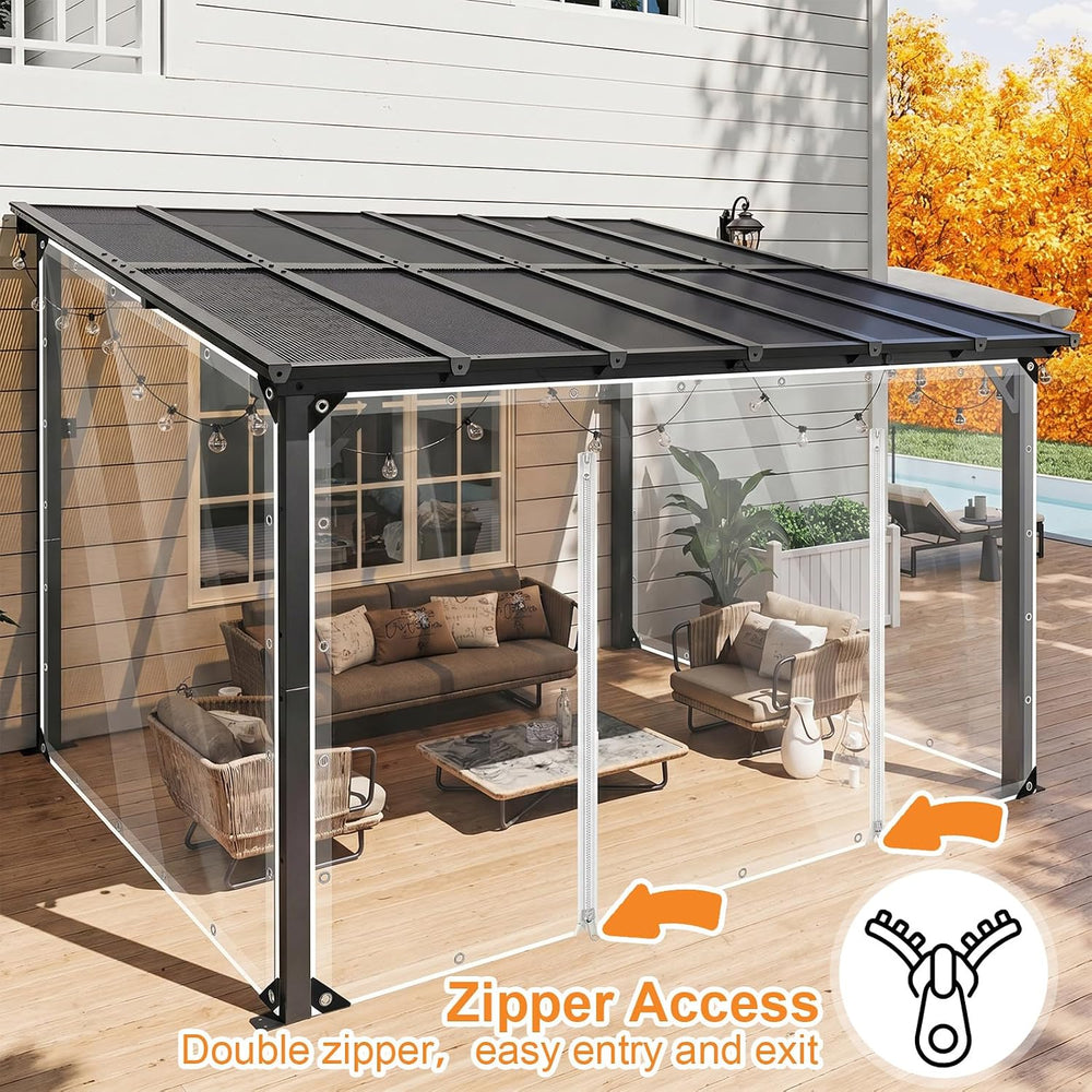 Clear Outdoor Curtains Patio Double Zippers Door Enclosure 95" W x 197&q...