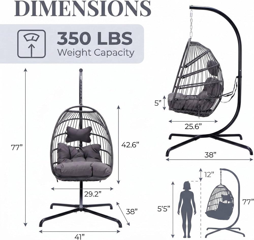 BULEXYARD Swing Egg Chair with Stand, 350 lbs Hanging Egg Chair Outdoor