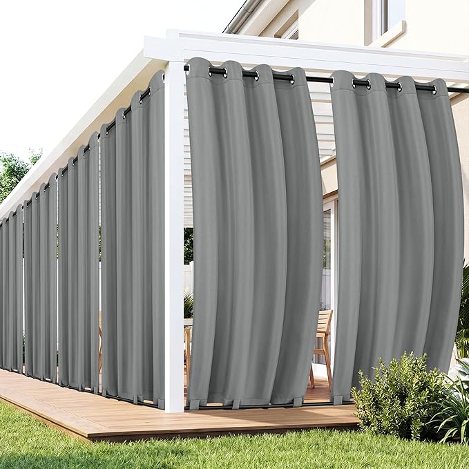 Outdoor Curtains for Patio Waterproof 6 Panels - Windproof, Privacy, Weatherp...