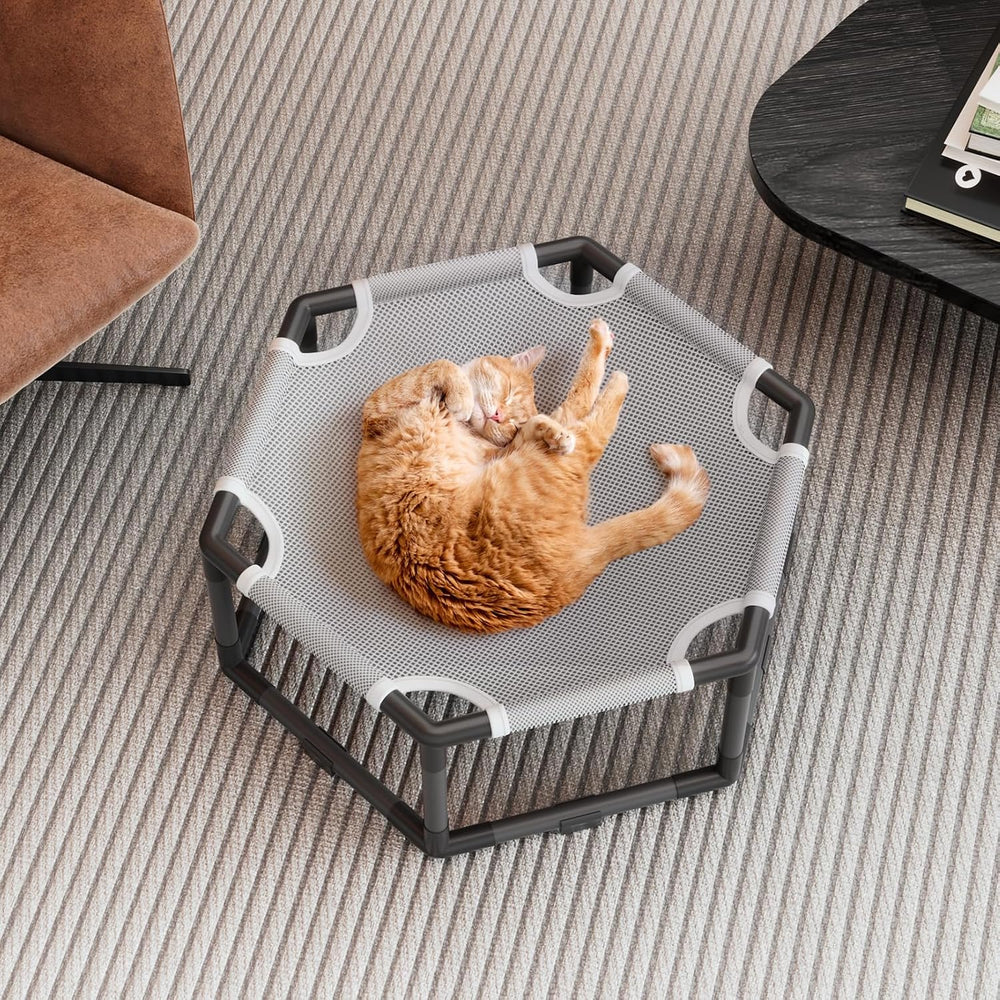 Tresbro Elevated Cat Hammock Bed, Hexagon Raised Cat Swing Bed Chair Cot