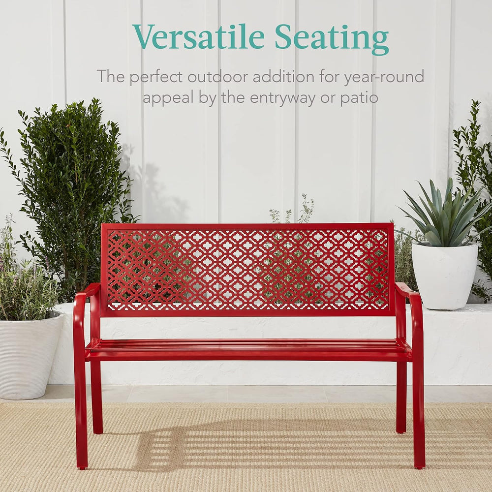 Best Choice Products Outdoor Bench 2-Person Metal Steel Benches Furniture for...