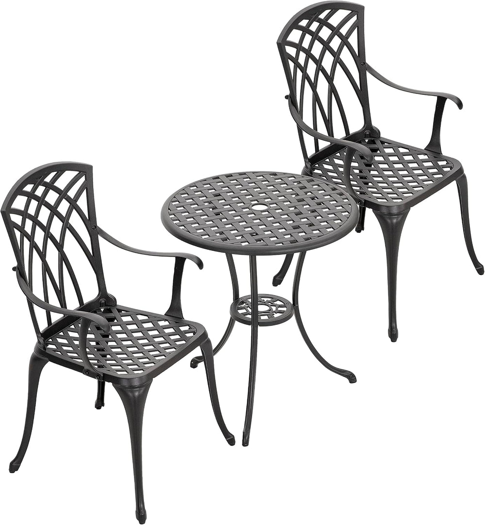 NUU GARDEN Patio Bistro Sets 3 Piece Cast Aluminum Bistro Table and Chairs Se...