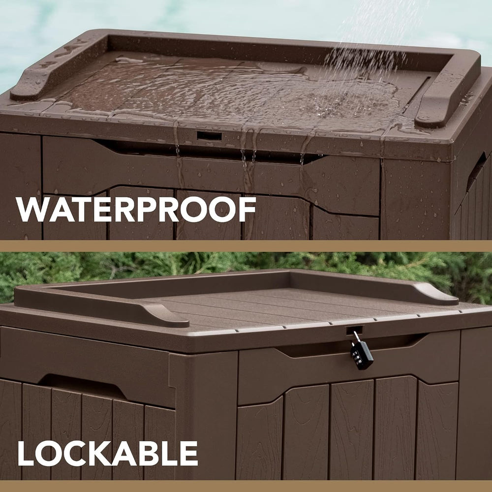Devoko 30 Gallon Resin Deck Box Outdoor Indoor Waterproof Storage Box for Pat...