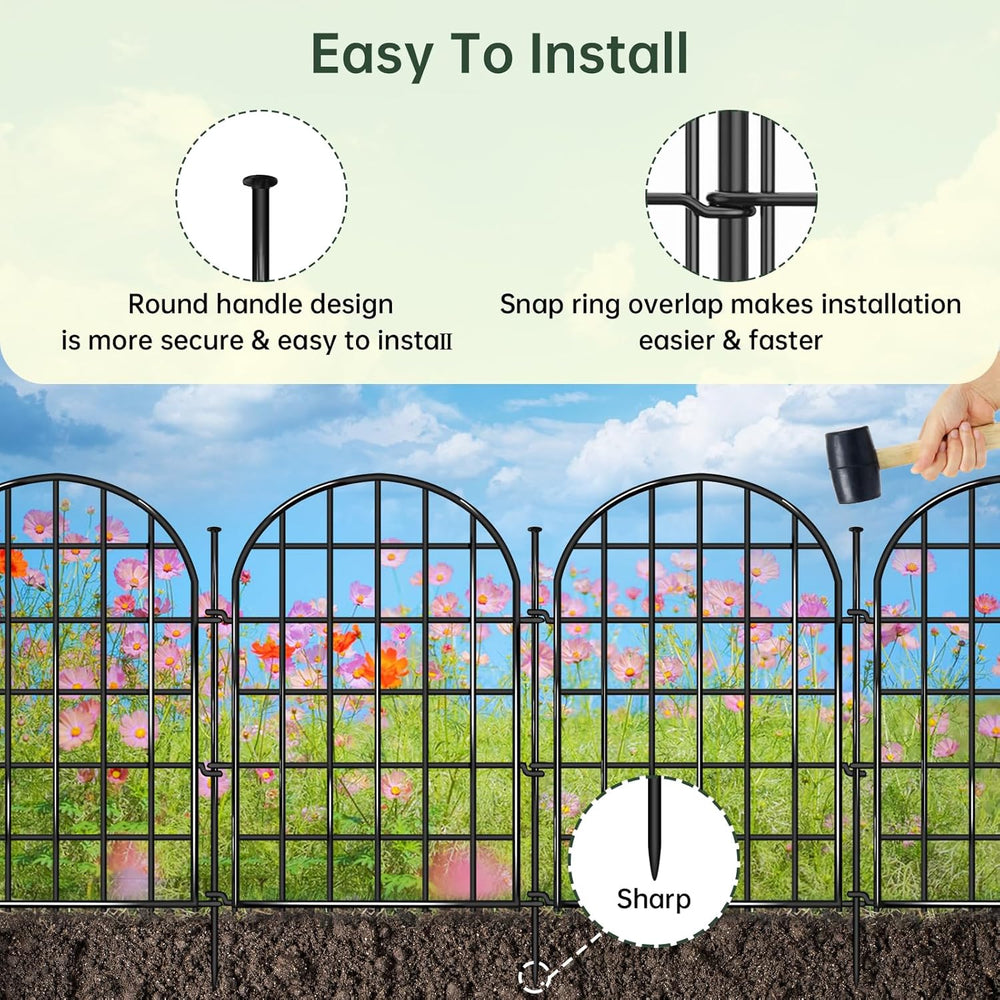 32.5 ft(L) x 22 in(H) Garden Fence, 30 Panels Arched No Dig Fence, Decorative...