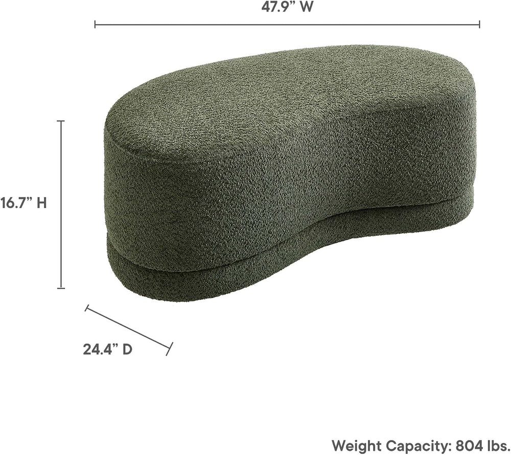 Modway Nimbus 48 Inch Curved Ottoman Bench in Sage - Soft Fabric Chenille Ott...