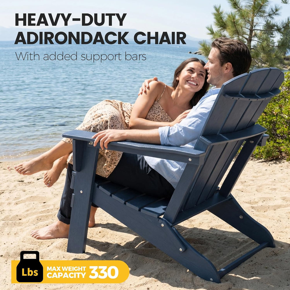EcoVidaOutdoors Adirondack Chair Set of 4, HDPE Outdoor Chair, Navy