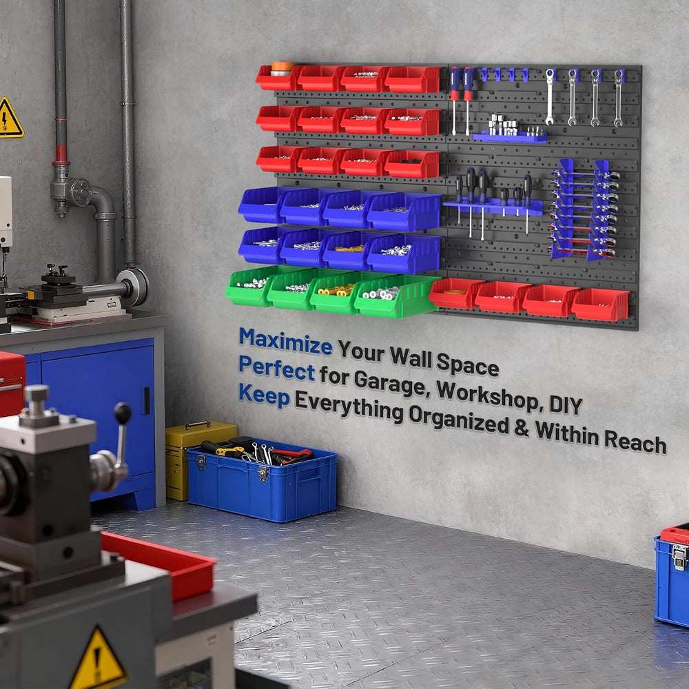 WORKPRO 44PCS Wall Mounted Storage Bins for Garage Storage