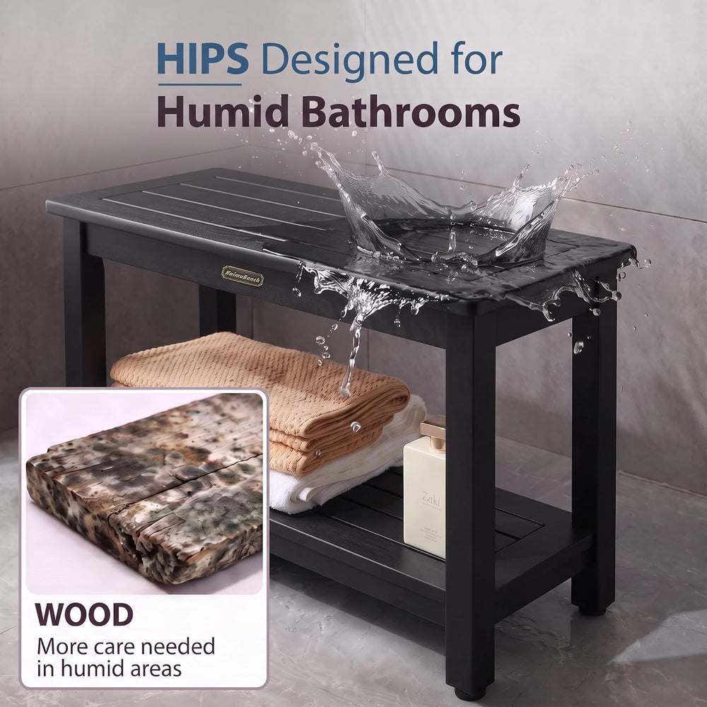 30'' Waterproof Shower Stool, Poly Lumber Shower Bench Seat for Shavi...