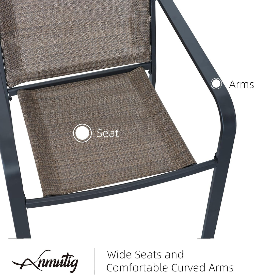 Outdoor Brown Stackable Chair and 35" Square Table Patio Dining Set for 4