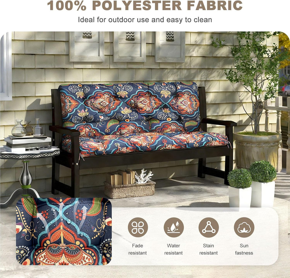 Porch Swing Cushion with Backrest,Waterproof Bench Cushion for Outdoor Furnit...